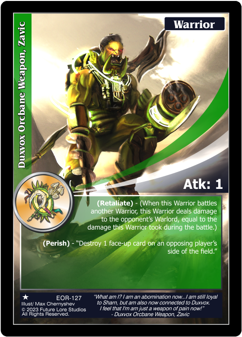Duxvox Orcbane Weapon, Zavic